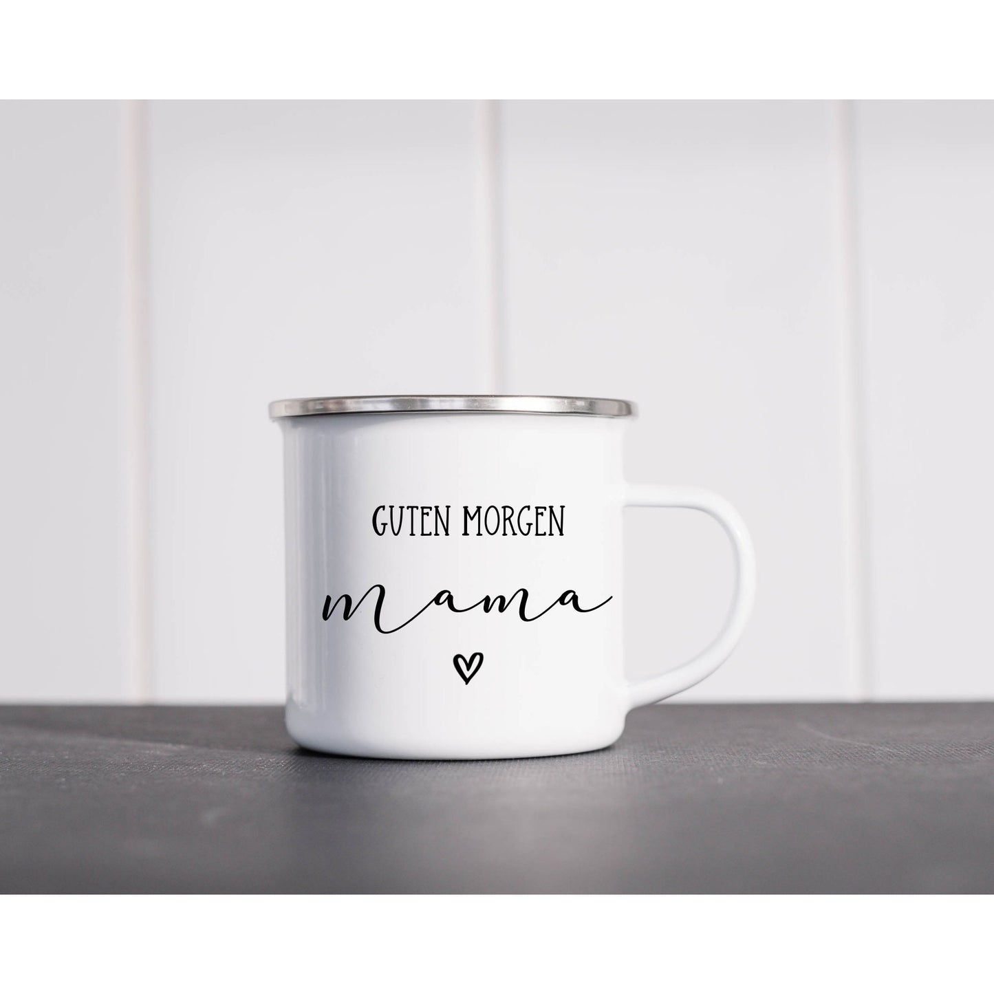 Geschenk Mama Muttertag Geburt - Tasse Emailletasse Becher Guten Morgen Mama