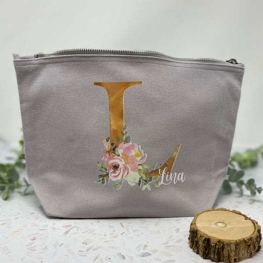 Kosmetikbeutel personalisiert mit Initial und Wunschwort - Geschenk beste Freundin Schwester Mama - verschiedene Farben - Blush